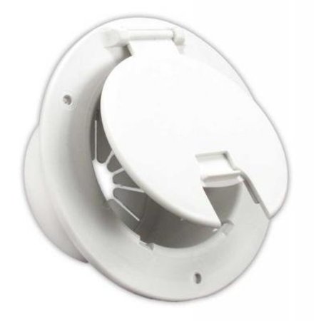 JR PRODUCTS DELUXE ROUND ELECTRIC CABLE HATCH W/BACK, POLAR WHITE 541-2-A